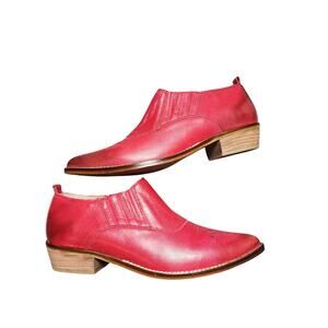 Sixtyseven 67 EU 38 US 6.5 Red Leather Western Cowboy Ankle Boots Worn Once